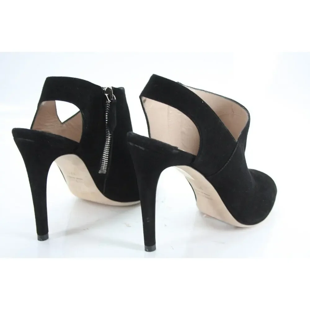 Miu Miu Black Suede Peep Toe Slingback Heel Pumps
